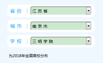 jQuery全国高校省份三级联动下拉框选项代码