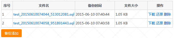 Thinkphp数据库在线备份下载和还原