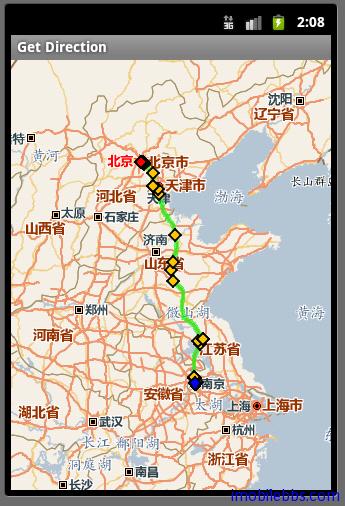 Android引路蜂地图开发示例：路径查询