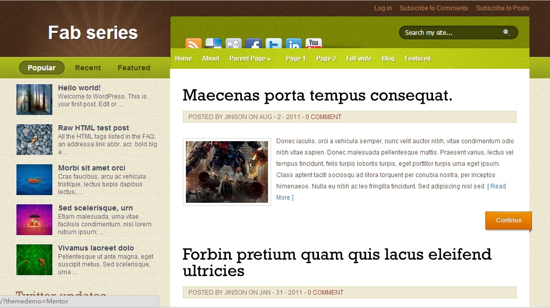 wordpress国外博客主题:Mentor