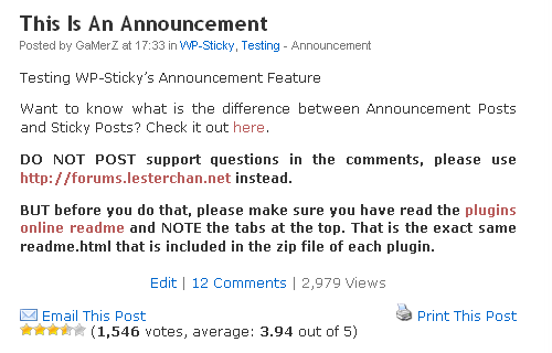 wordpress评分插件:WP-PostRatings