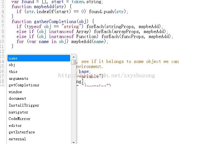 文本域的CodeMirror编辑器的自动联想功能