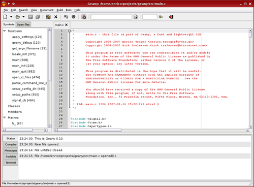 集成开发环境 Geany