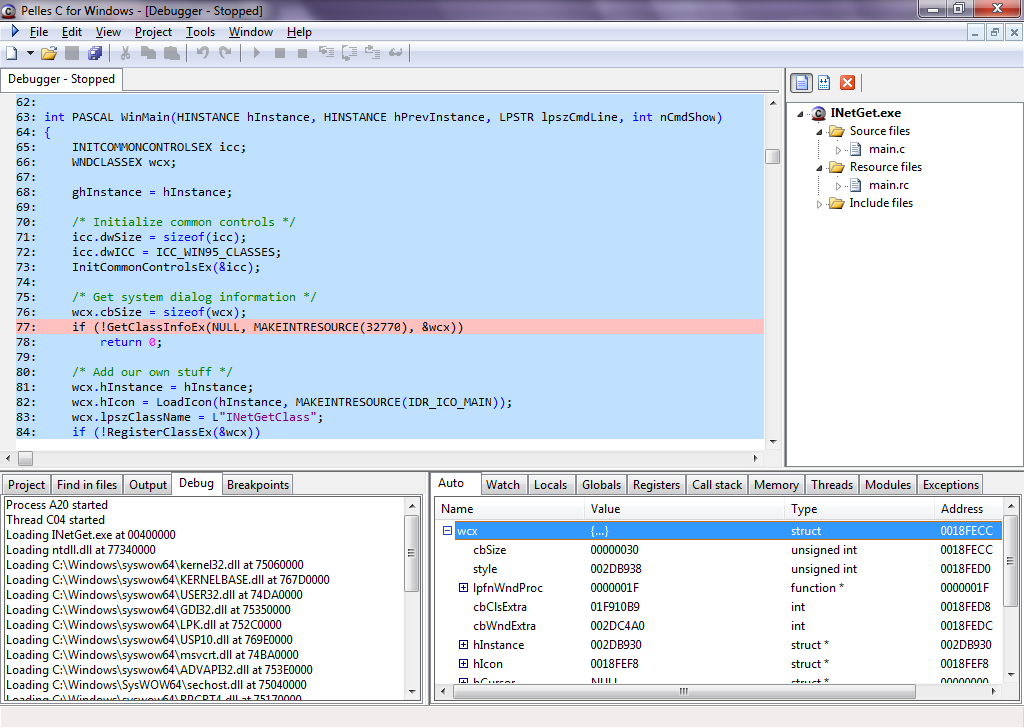 windows下的C IDE Pelles C