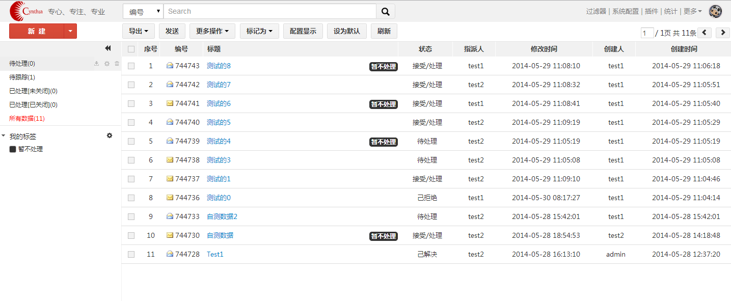 问题，缺陷，任务管理系统 Cynthia