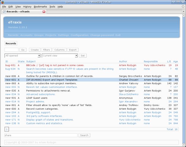 bug跟踪系统 eTraxis