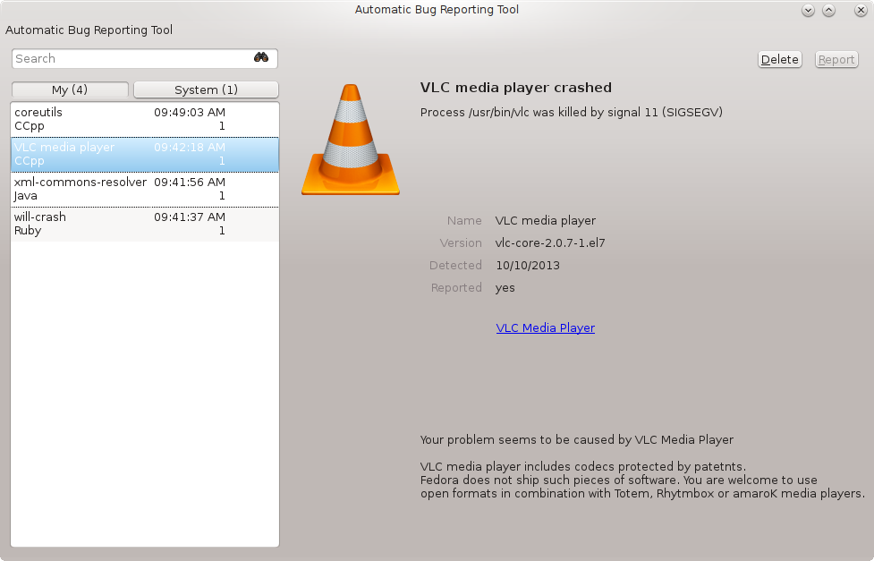 Bug 检测和报告工具 ABRT