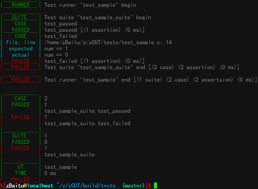 C单元测试框架 zCUT