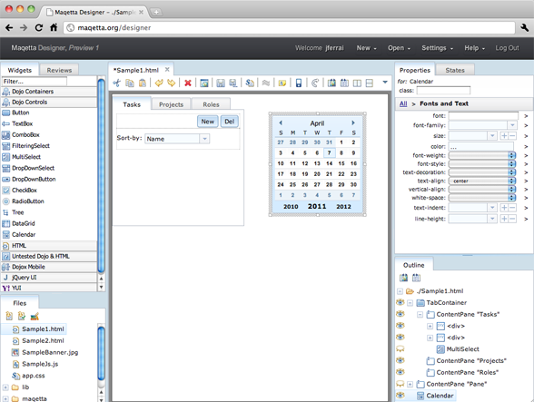 HTML5可视化设计工具 Maqetta