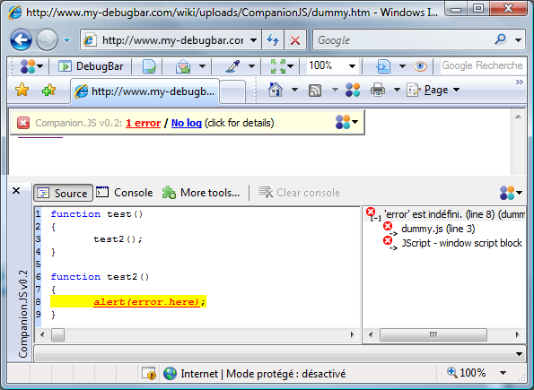 IE的JavaScript调试插件 Companion.JS