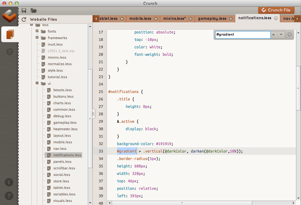 Crunch Less CSS Editor