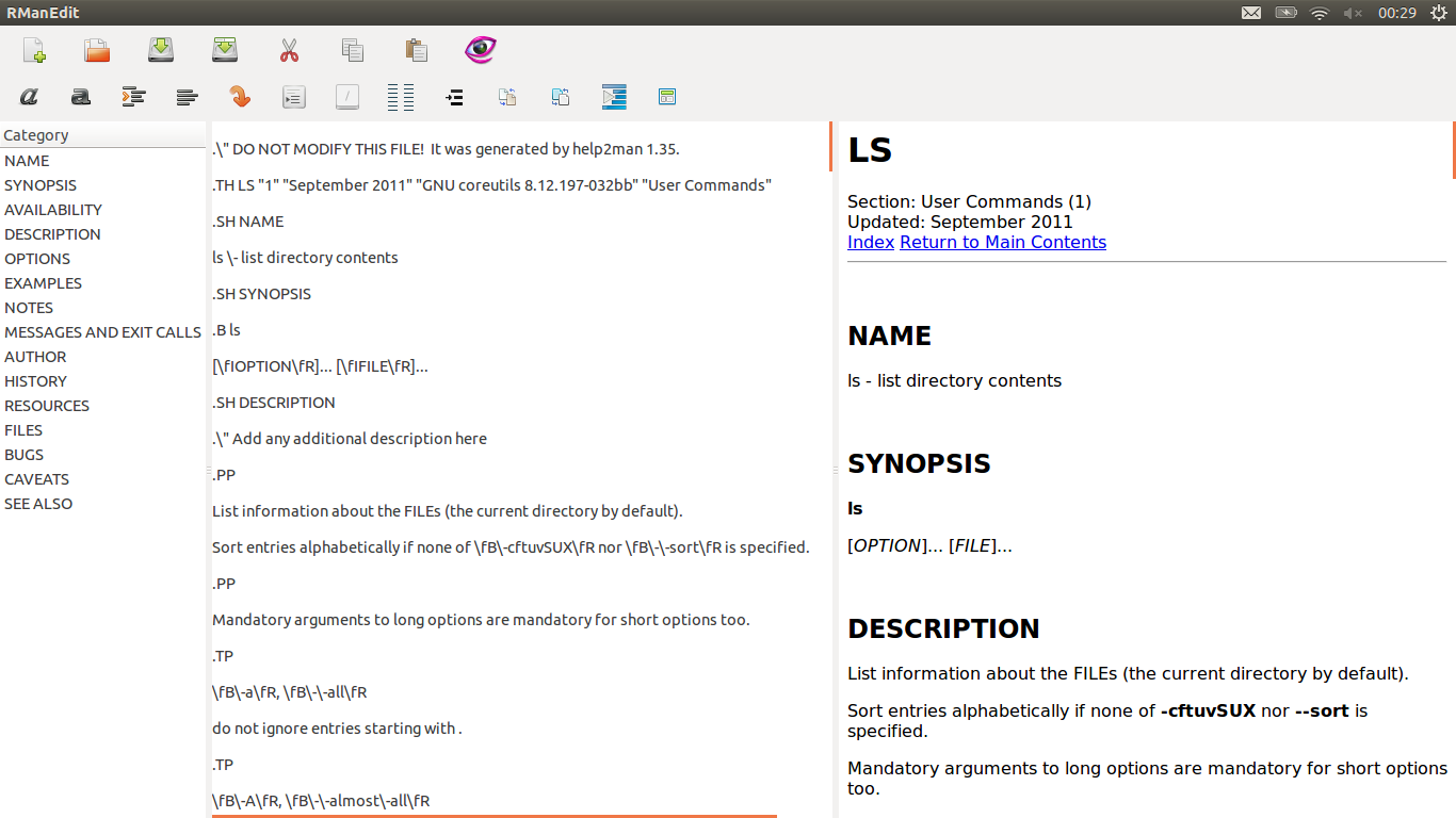 man 页面编辑器 RManEdit