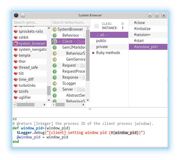 Ruby 代码浏览器 System Browser Client