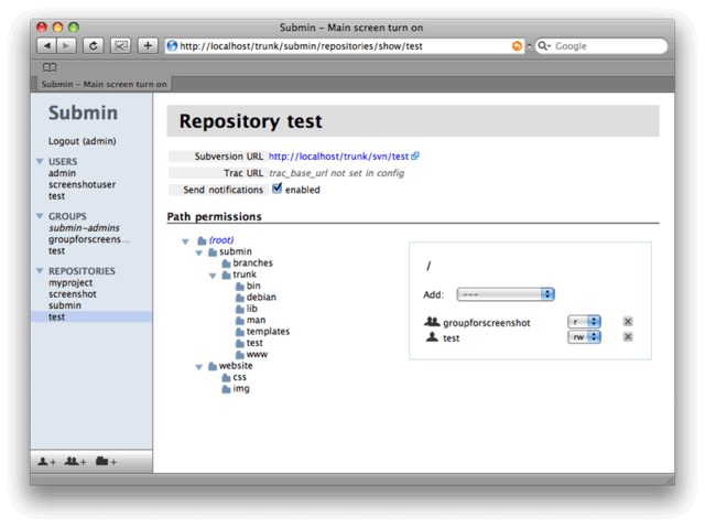 SVN的WEB管理接口 Submin