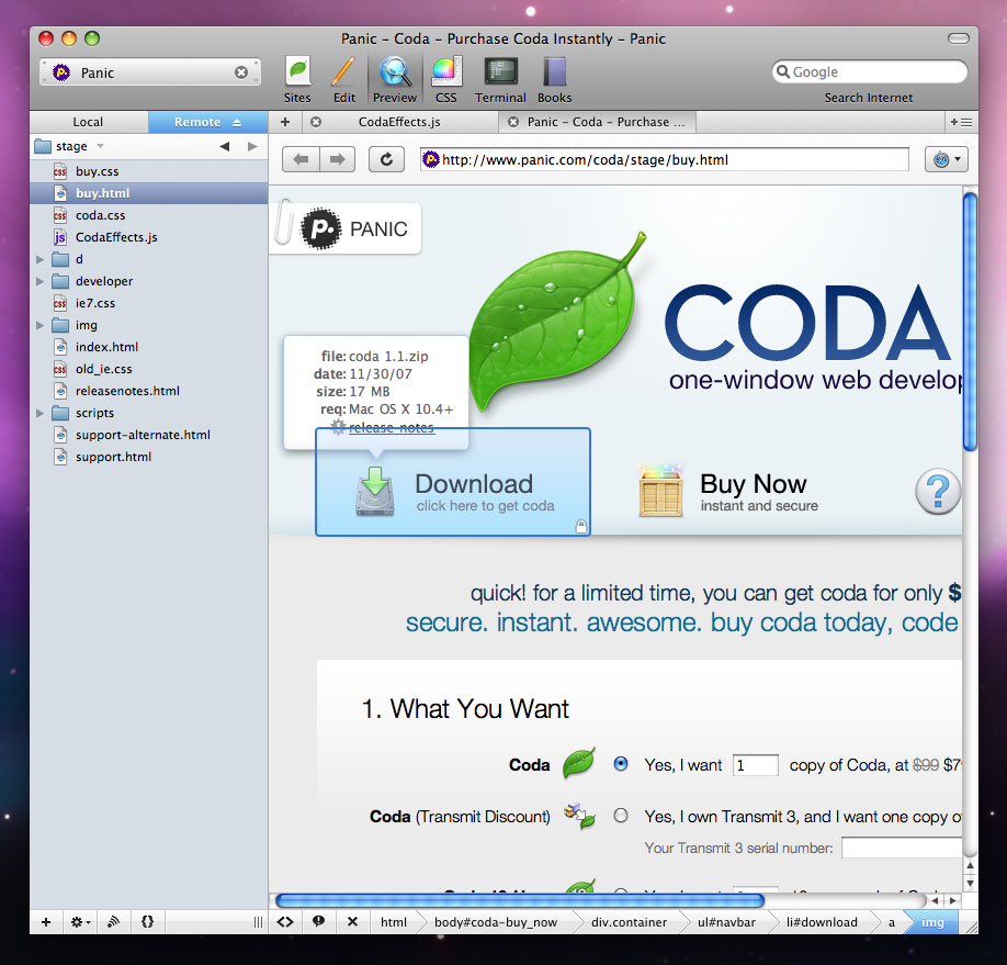 Mac编辑器软件 Coda