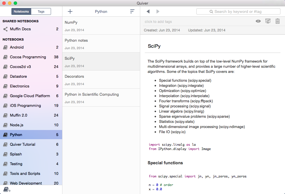 程序员专用的记事本 Quiver