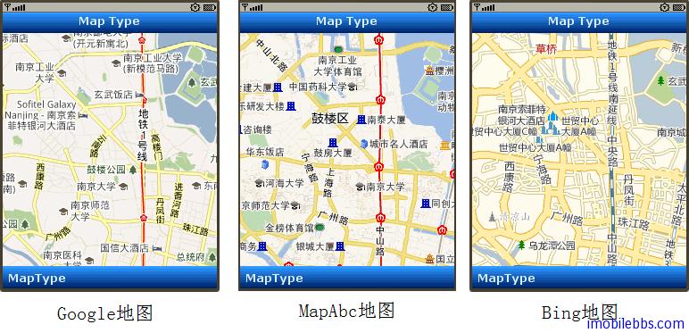 LWUIT引路蜂地图开发示例：设置地图类型