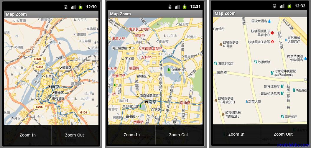 Android引路蜂地图开发示例：放大、缩小