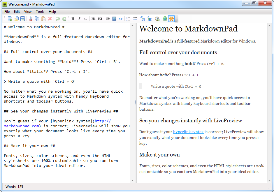 Markdown编辑器 MarkdownPad