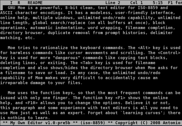 控制台文本编辑器 GNU Moe